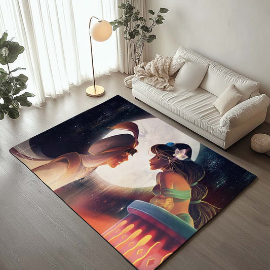 Aladdin Disney Jasmine and Aladdin in moonlight sky Rug