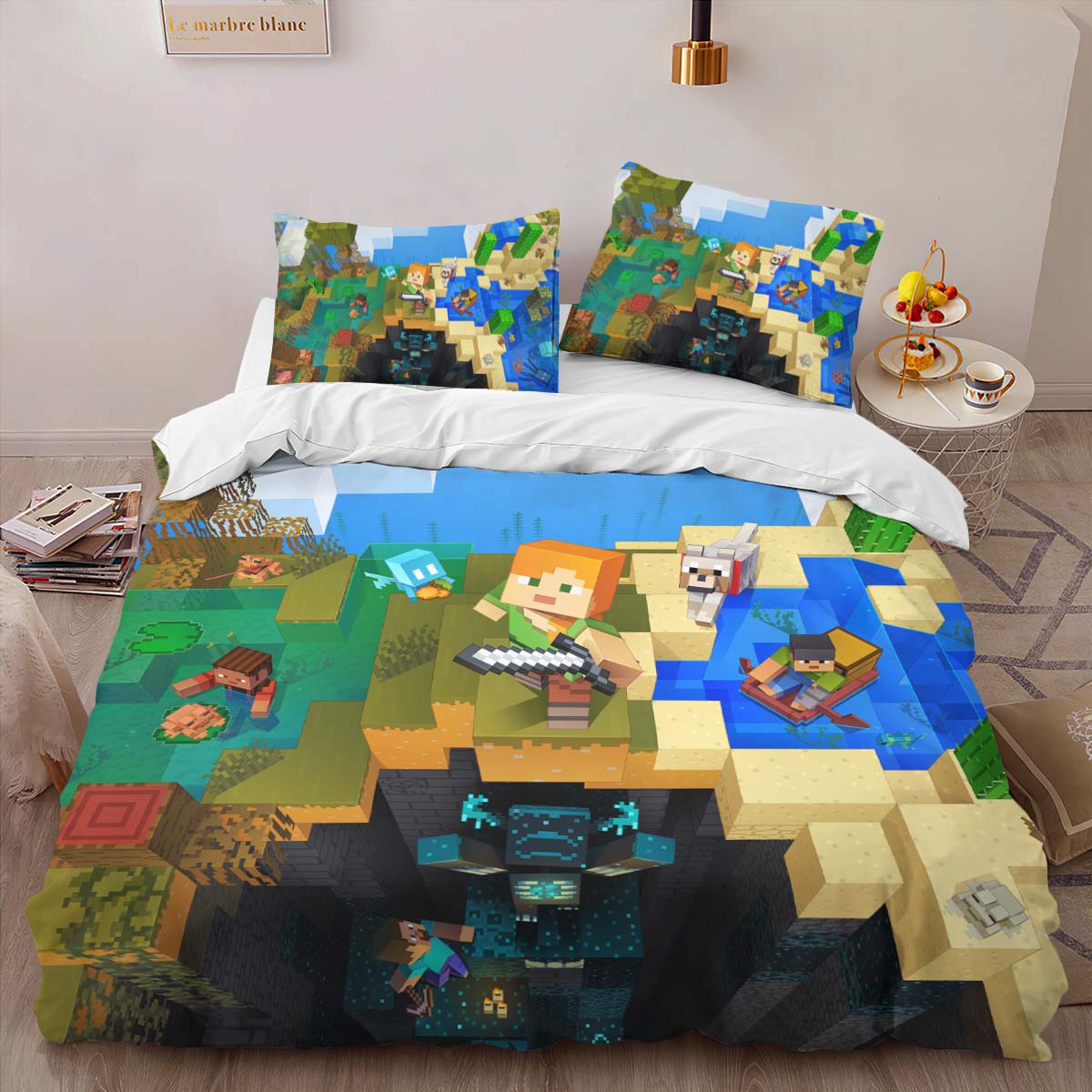 Alex in Minecraft world Duvet Cover 2