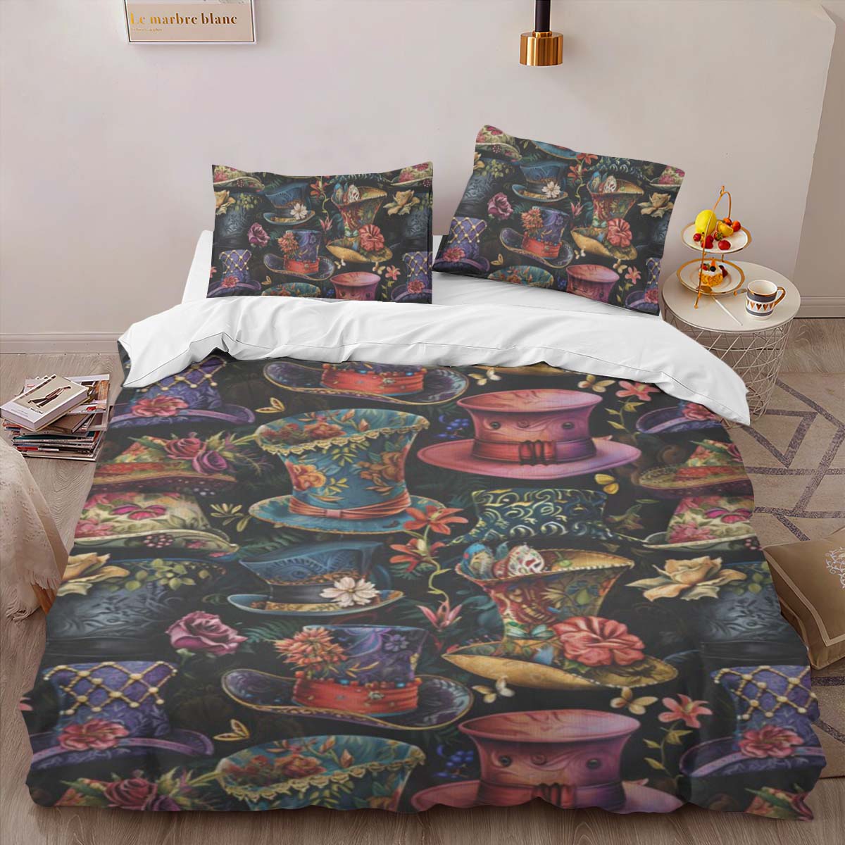 Alice in Wonderland Mad Hatter Hats Duvet Cover 2