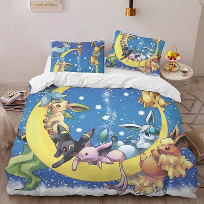All Eevee Evolutions Pokemon On Moon Duvet Cover 2