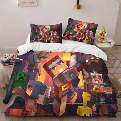 All Minecraft Characters in Nether Biome Fight Duvet Cover 2