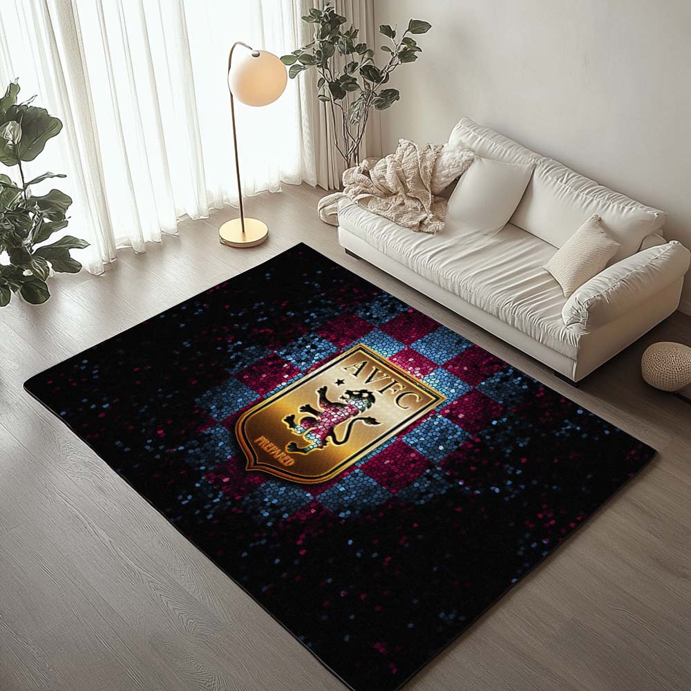 Aston Villa FC 1874 AVFC Football Club Black Red Rug