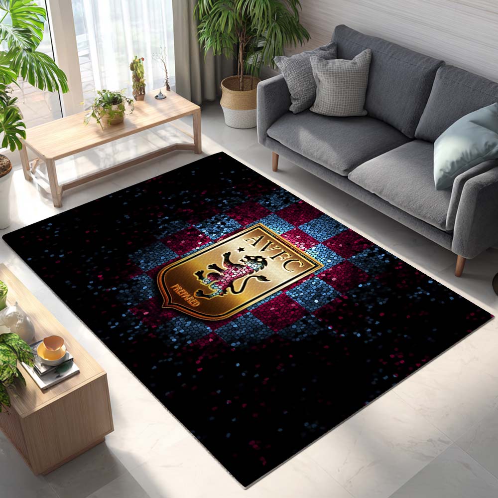 Aston Villa FC 1874 AVFC Football Club Black Red Rug 2