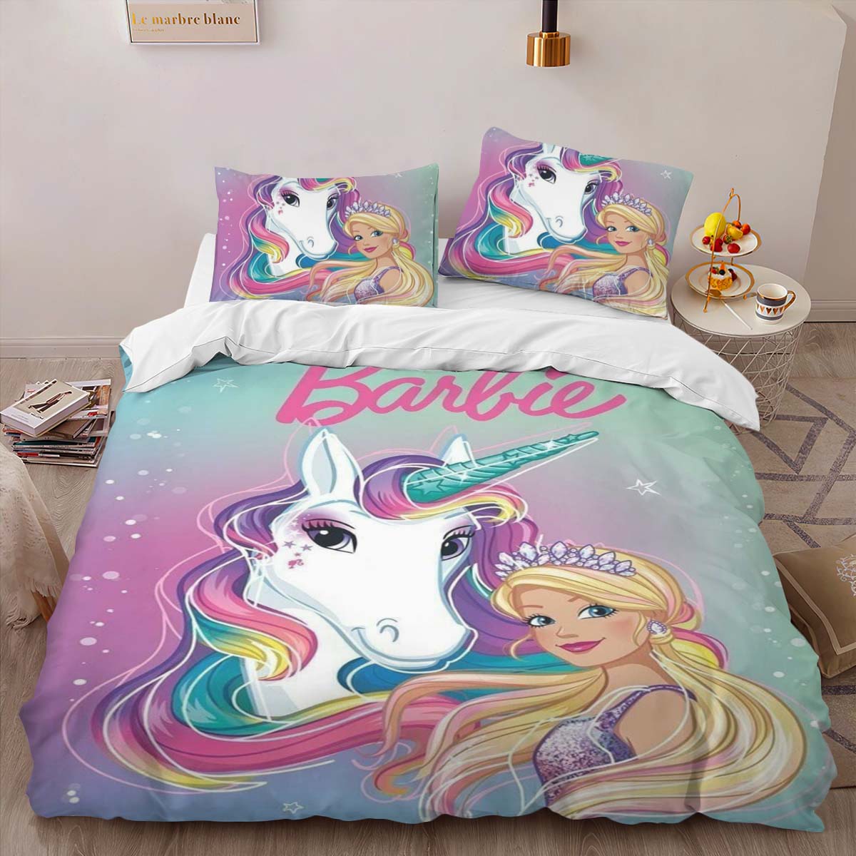 Barbie and Unicorn 2 Duvet Cover 2