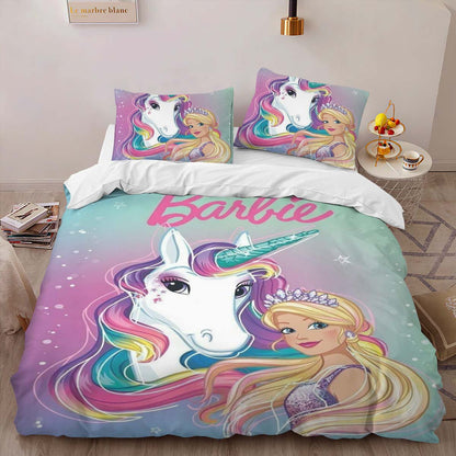 Barbie and Unicorn 2 Duvet Cover 2
