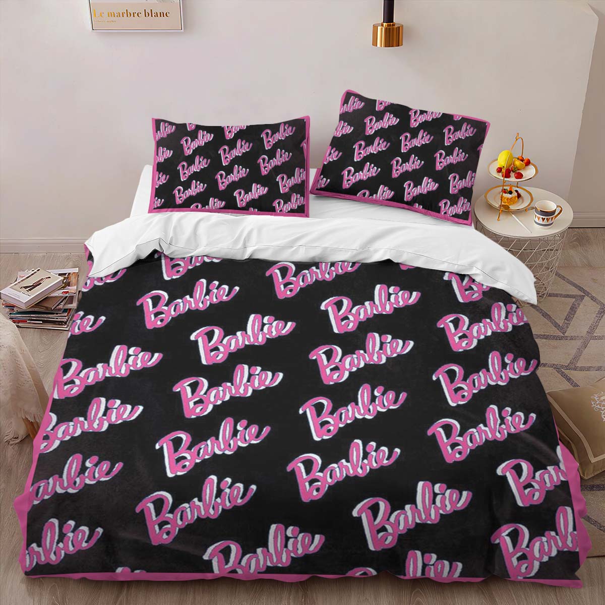 Barbie icon black pink Duvet Cover 2