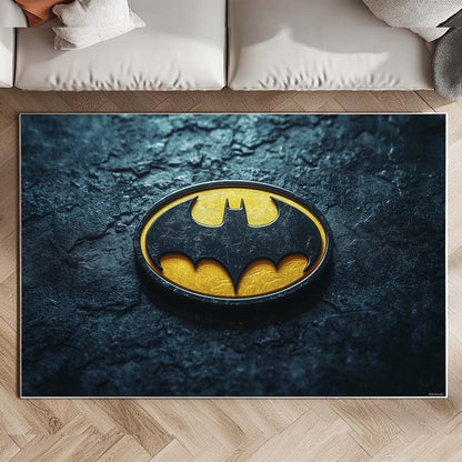 Batman Logo Classic Yellow Black Rug 2