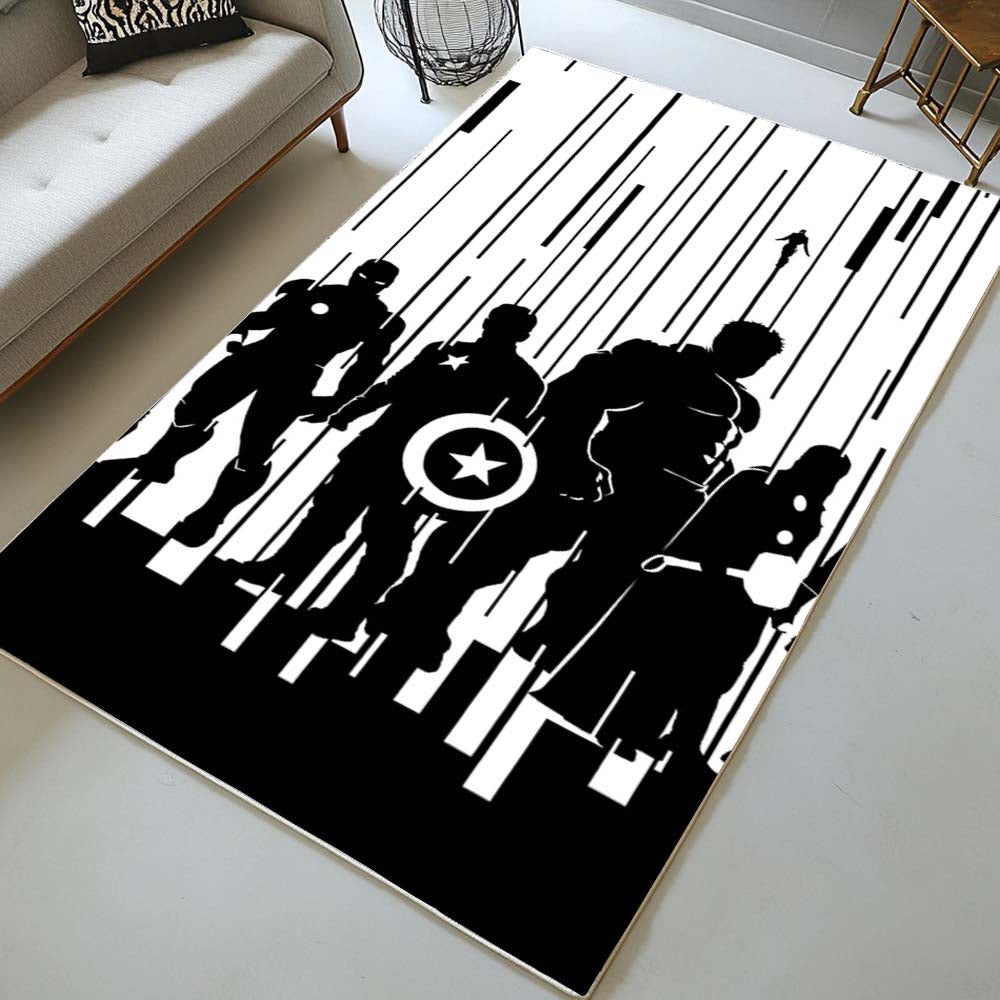 Black and White Avengers Marvel Rug