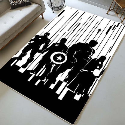 Black and White Avengers Marvel Rug