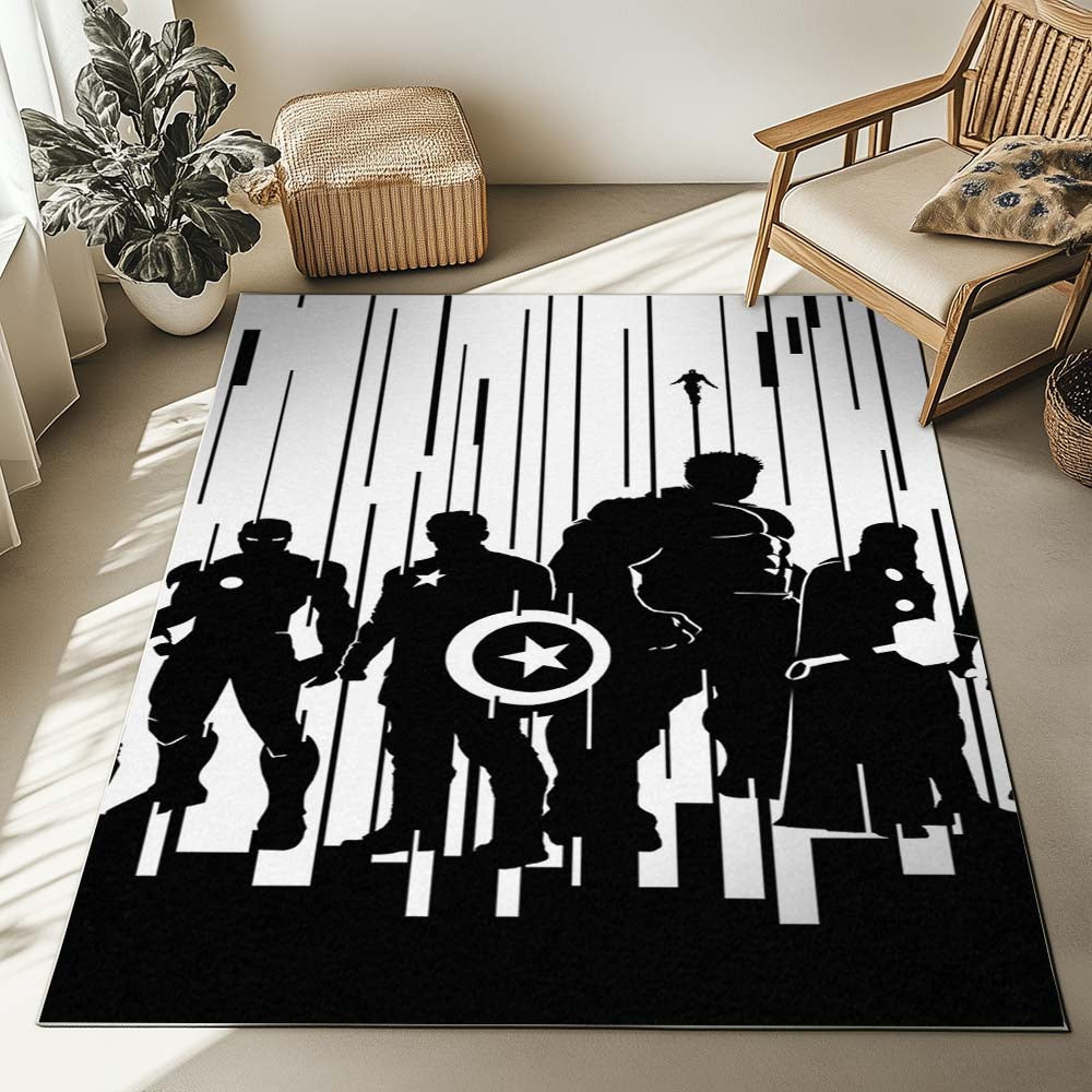 Black and White Avengers Marvel Rug 2