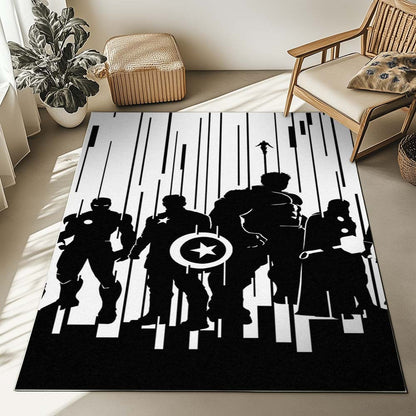 Black and White Avengers Marvel Rug 2
