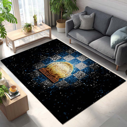 Blackburn Rovers FC EFL Championship Blue White Checkered Diamond Style Rug 2