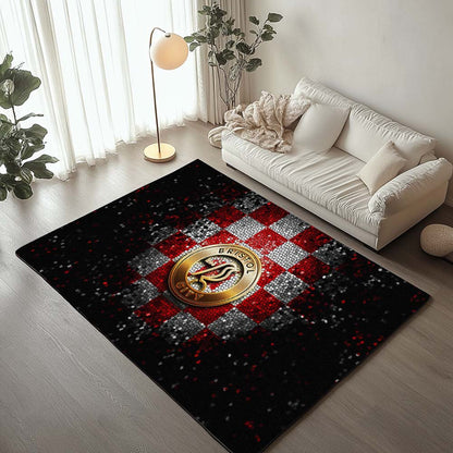Bristol City FC EFL Championship Diamond Style Red White Checkered Rug