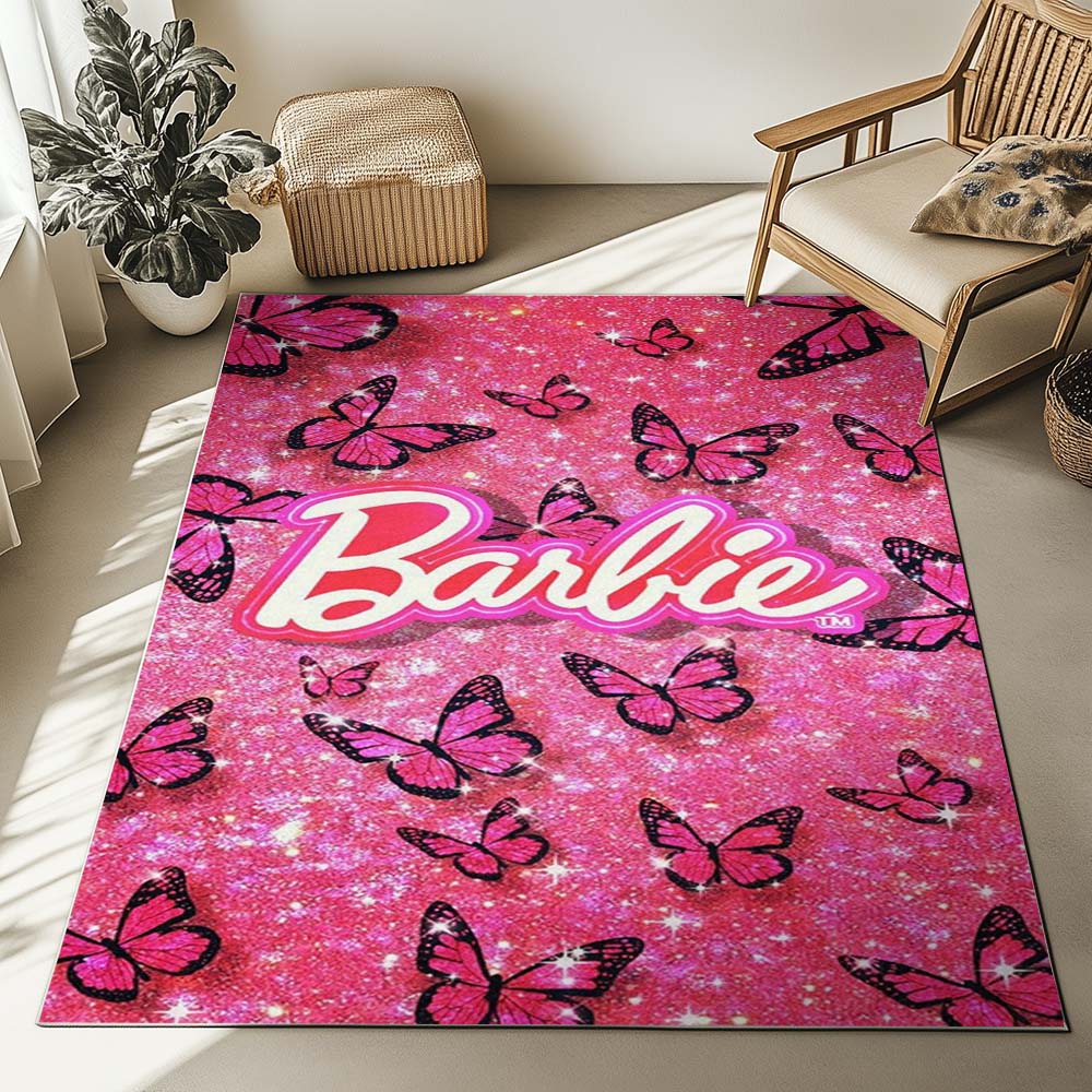 Butterflies Glittery Barbie Rug 2