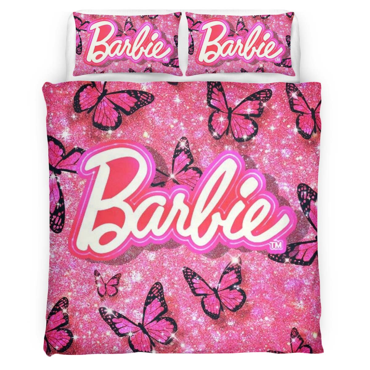 Butterflies Glittery Barbie Duvet Cover