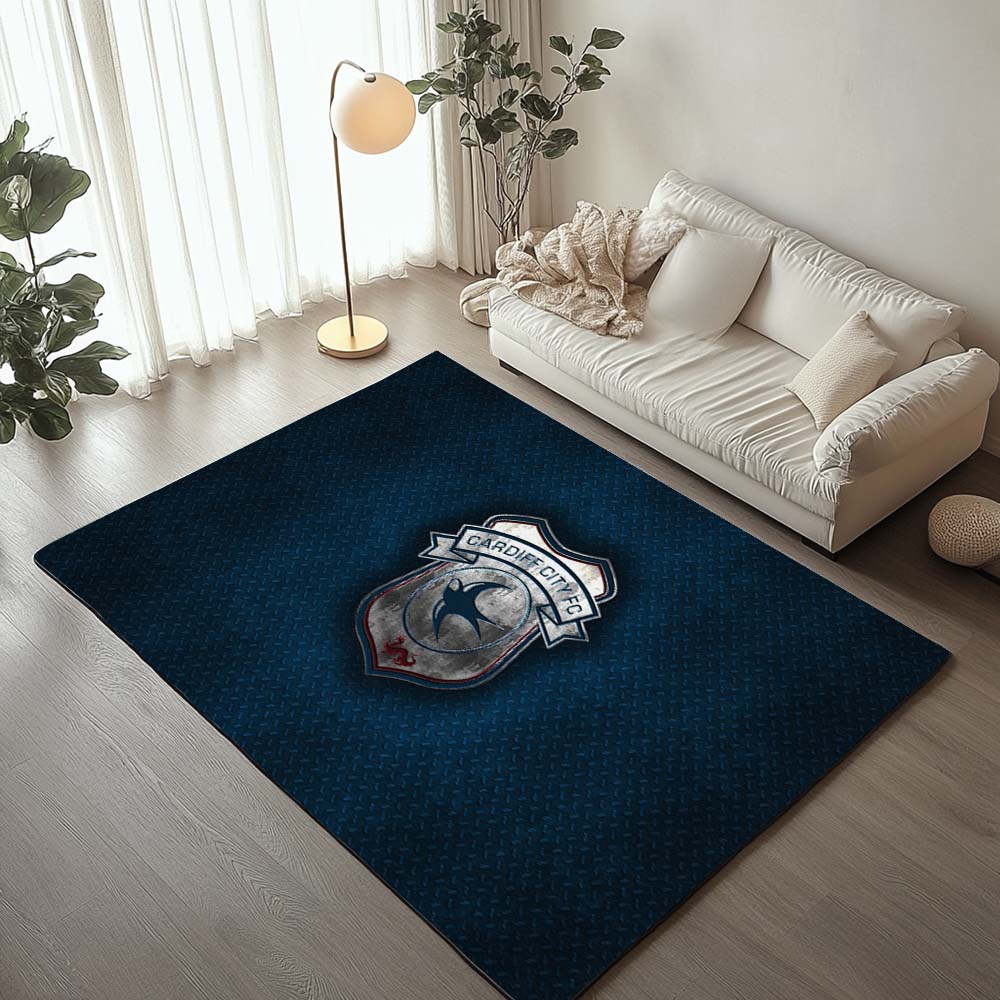 Cardiff City FC EFL Championship Blue Metal Background Rug