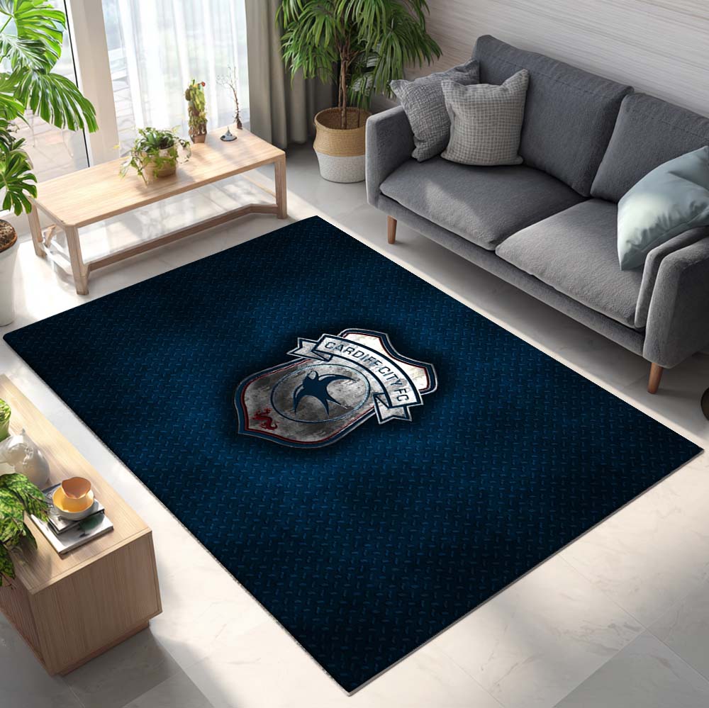 Cardiff City FC EFL Championship Blue Metal Background Rug 2