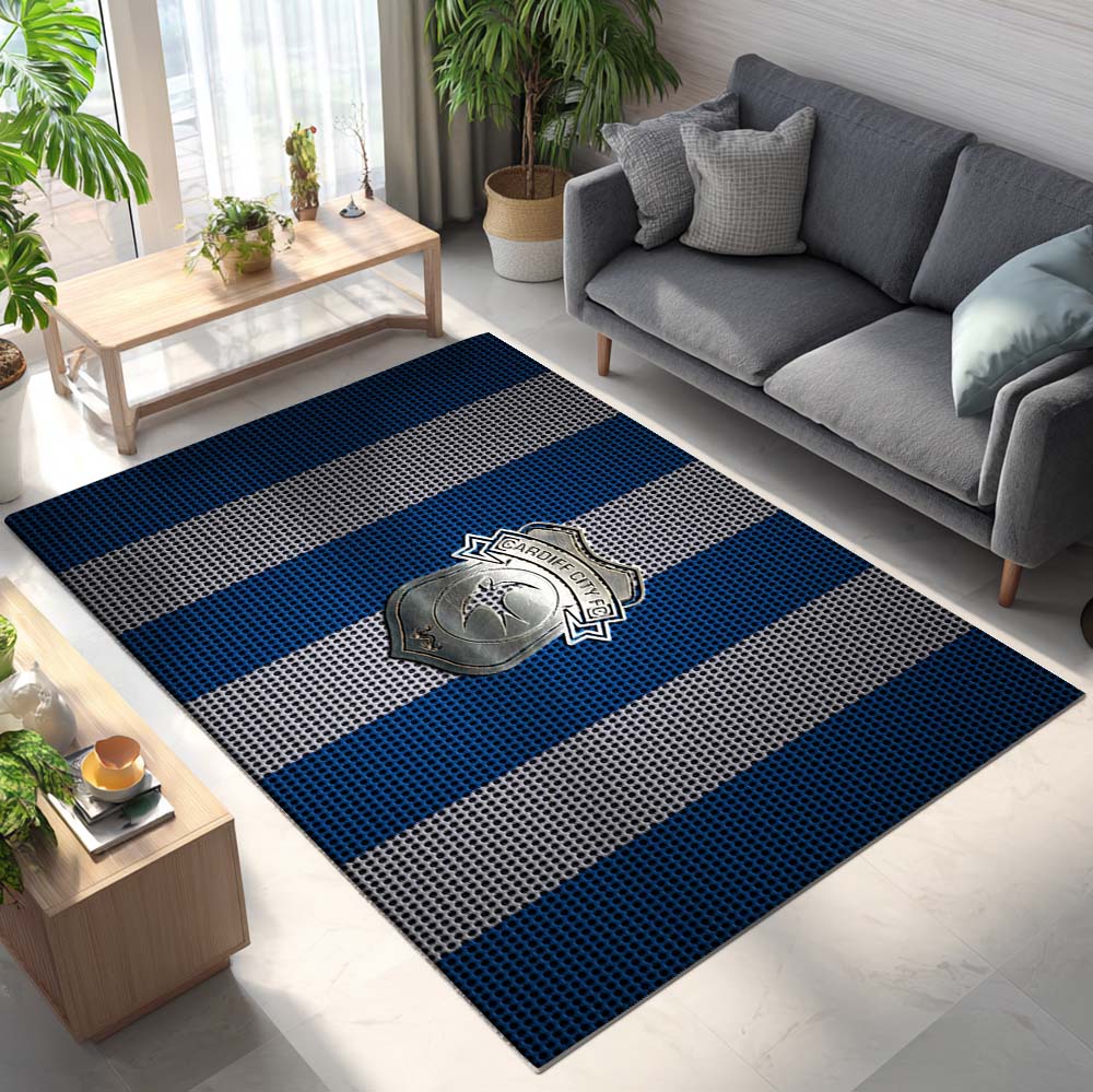 Cardiff City FC EFL Championship Blue White Metal Mesh Rug 2