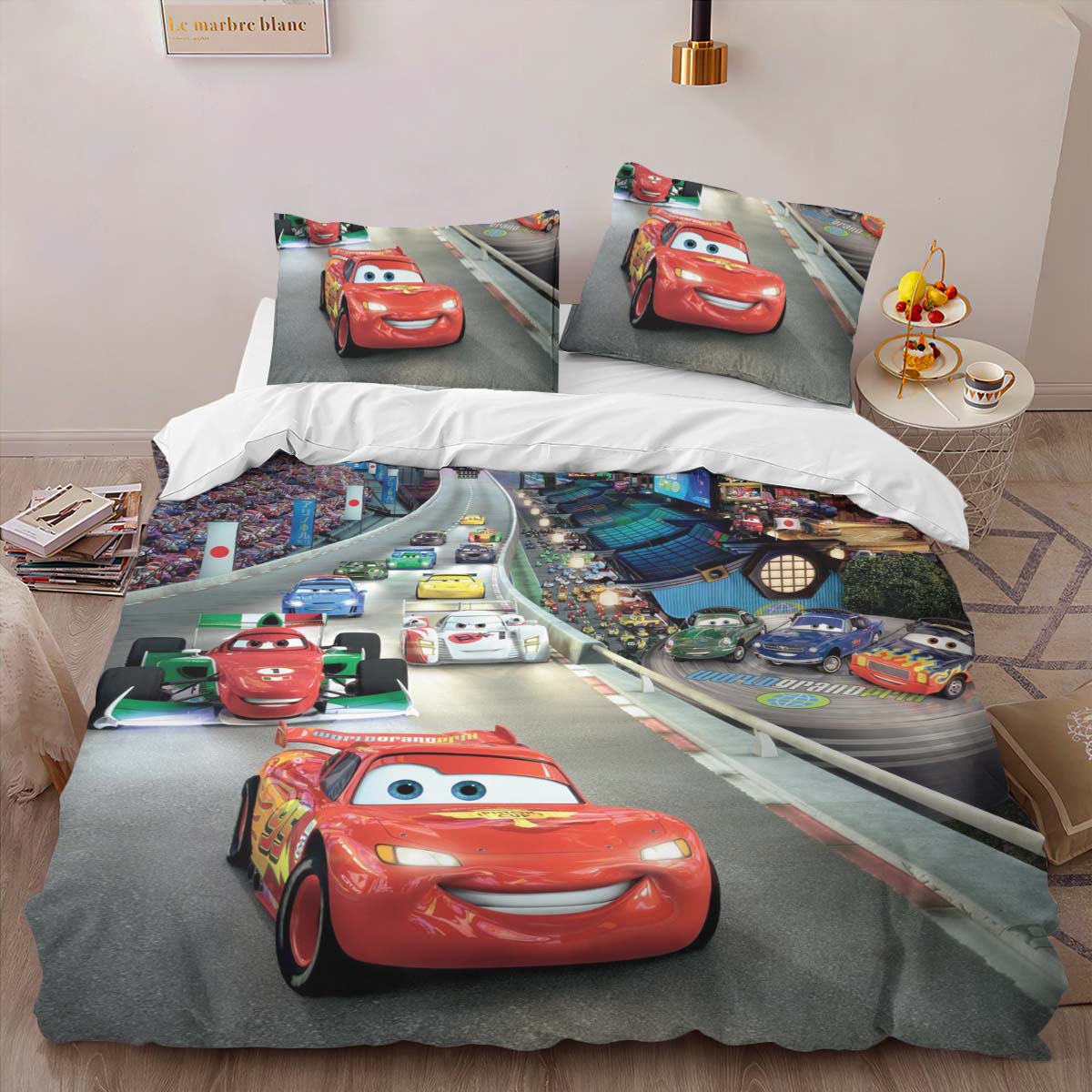 Cars 95 Lightning McQueen in Tokyo Street Duvet Cover 2