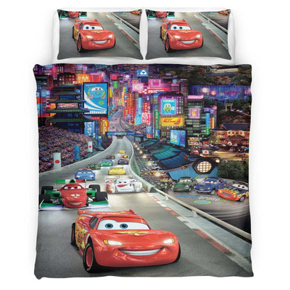 Cars 95 Lightning McQueen in Tokyo Street Duvet Cover