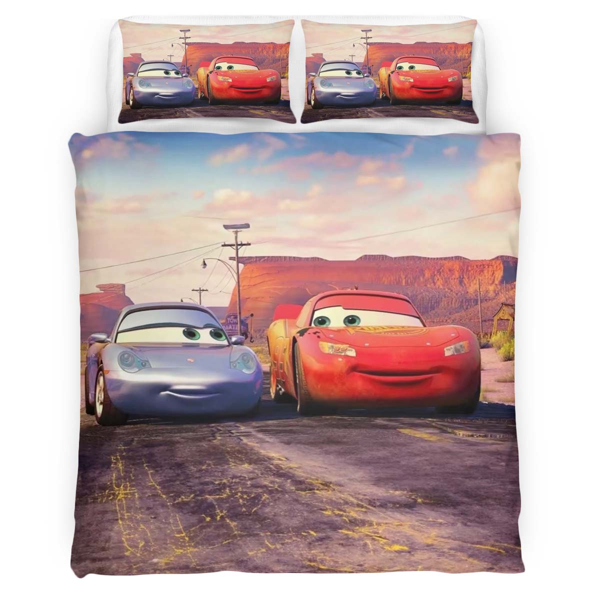Cars Lightning McQueen and Sally Carrera Duvet Cover
