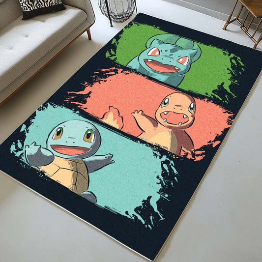 Charizard Bulbasaur Squirtle Pokemon Rug