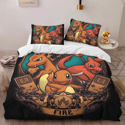 Charmander Charmeleon Charizard Fire Pokemon Duvet Cover 2