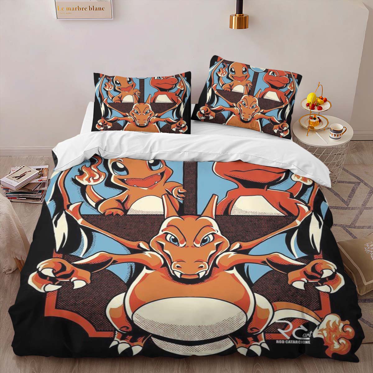 Charmander Charmeleon Charizard Fire Pokemon 2 Duvet Cover 2