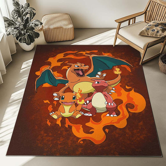 Charmander Charmeleon Charizard Fire Pokemon 3 Rug