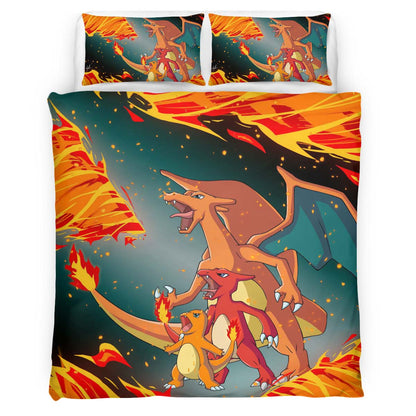 Charmander Charmeleon Charizard Fire Pokemon 4 Duvet Cover