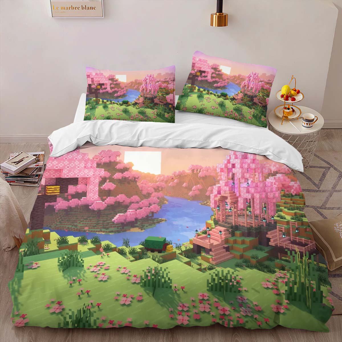 Cherry blossom biome valley Minecraft Duvet Cover 2