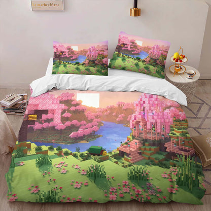 Cherry blossom biome valley Minecraft Duvet Cover 2