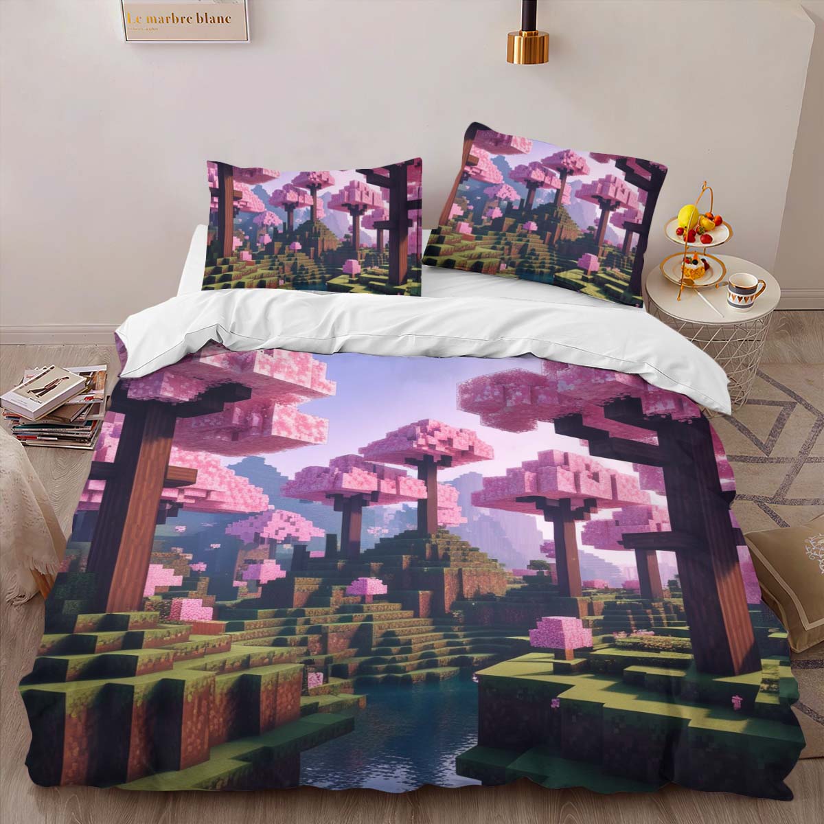 Cherry blossom biome valley Minecraft 2 Duvet Cover 2
