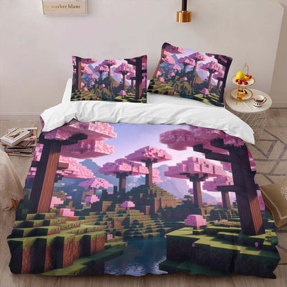 Cherry blossom biome valley Minecraft 2 Duvet Cover 2