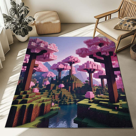Cherry blossom biome valley Minecraft 2 Rug
