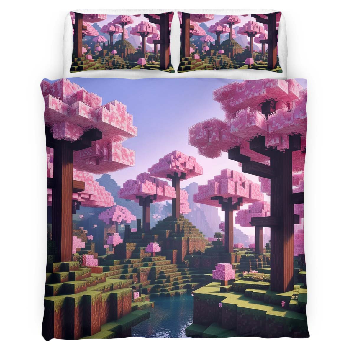 Cherry blossom biome valley Minecraft 2 Duvet Cover