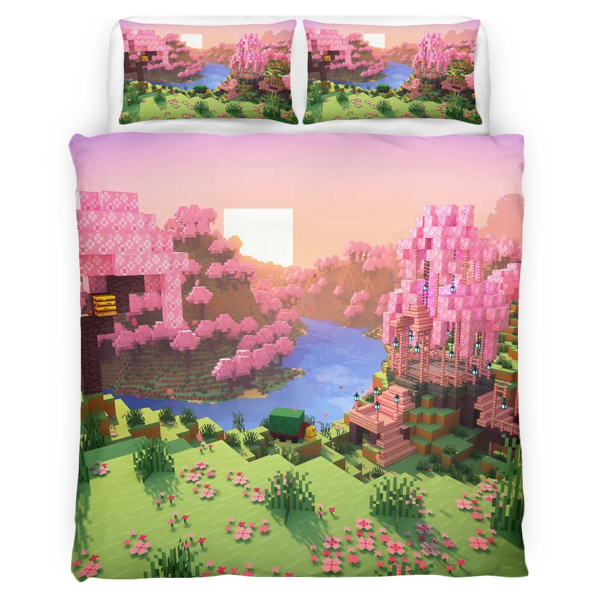 Cherry blossom biome valley Minecraft Duvet Cover