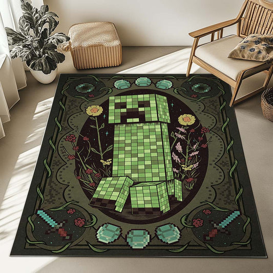 Creeper in Mincraft Game 02 Rug