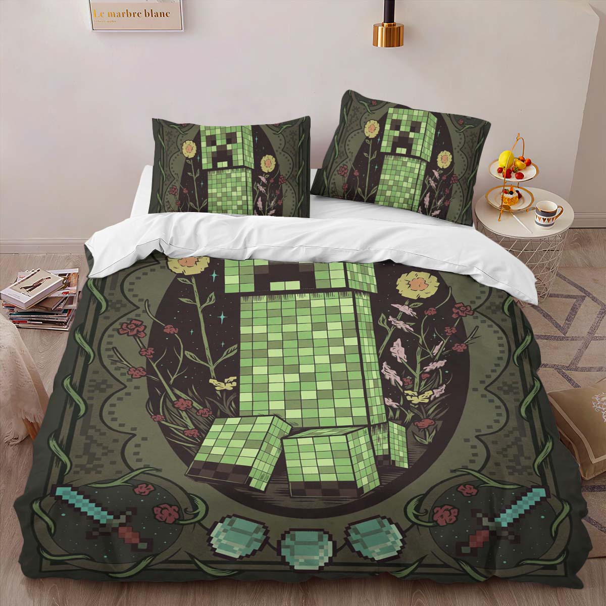Creeper in Minecraft Game 02 Duvet Cover 2