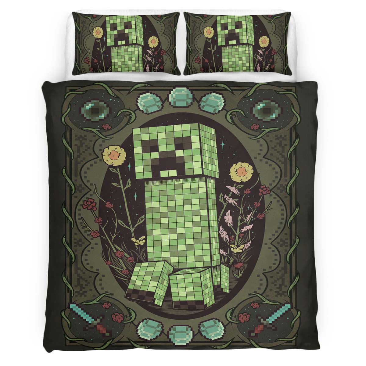 Creeper in Minecraft Game 02 Duvet Cover