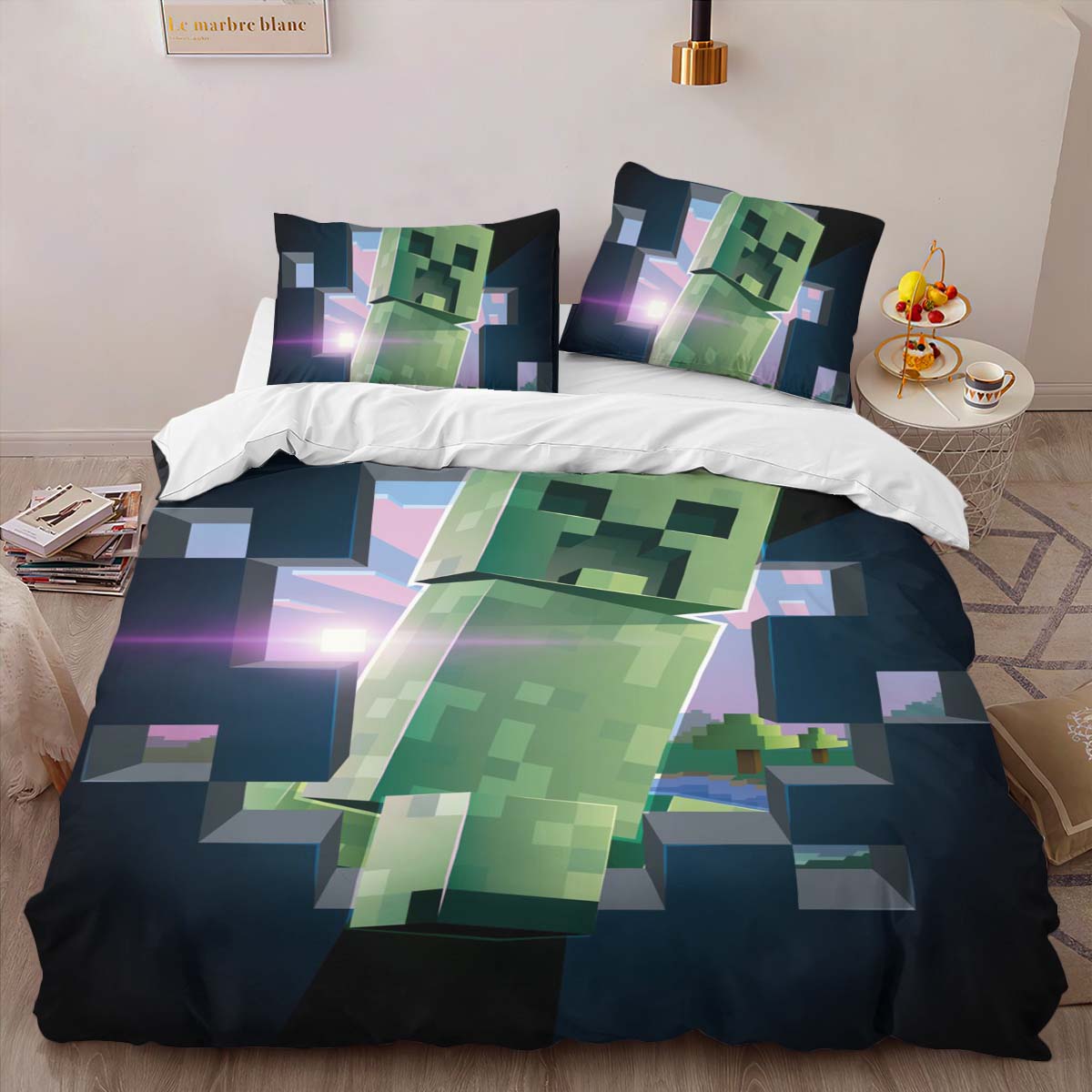 Creeper in Minecraft Game Duvet Cover 2