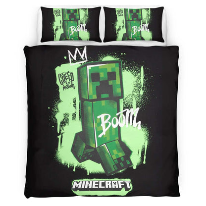 Creeper in Minecraft Boom Duvet Cover