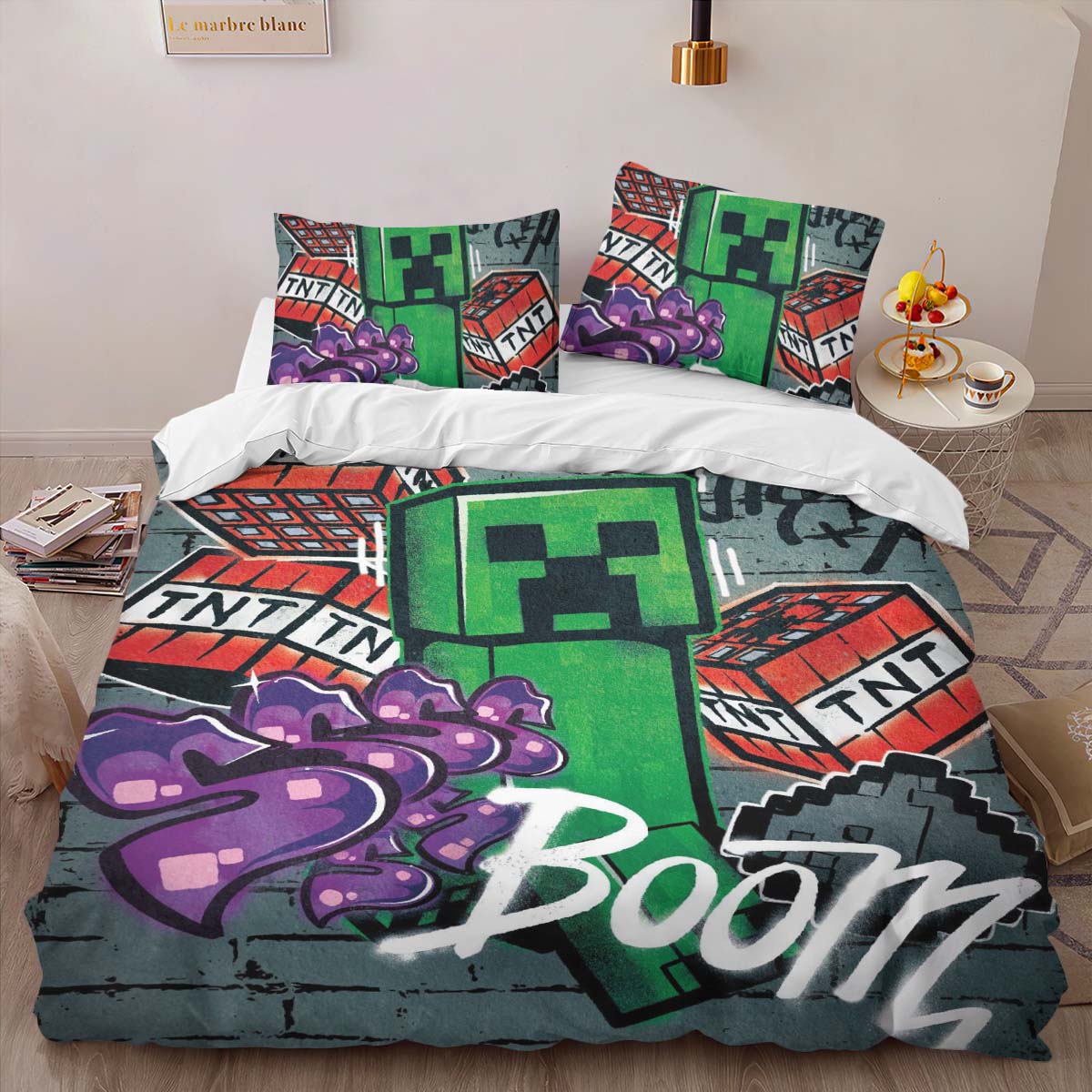 Creeper in Minecraft TNT Boom Duvet Cover 2