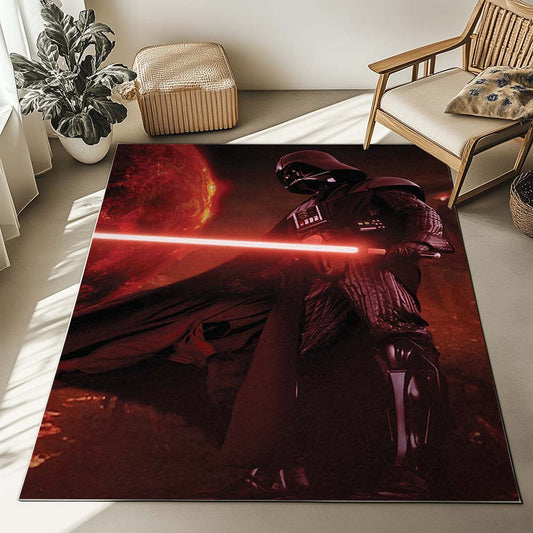 Darth Vader With Red Lighsaber Rug