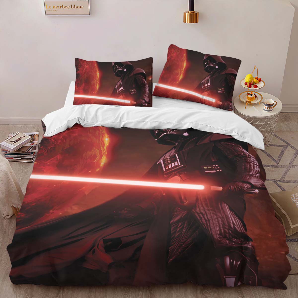 Darth Vader With Red Lighsaber Duvet Cover 2