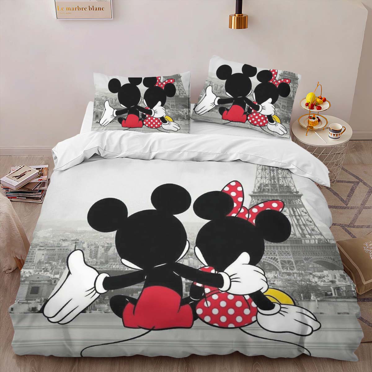 Disney Mickey Mouse and Minnie Mouse in Paris Duvet Cover 2