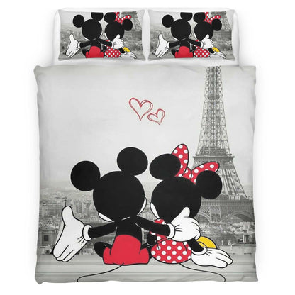 Disney Mickey Mouse and Minnie Mouse in Paris Duvet Cover