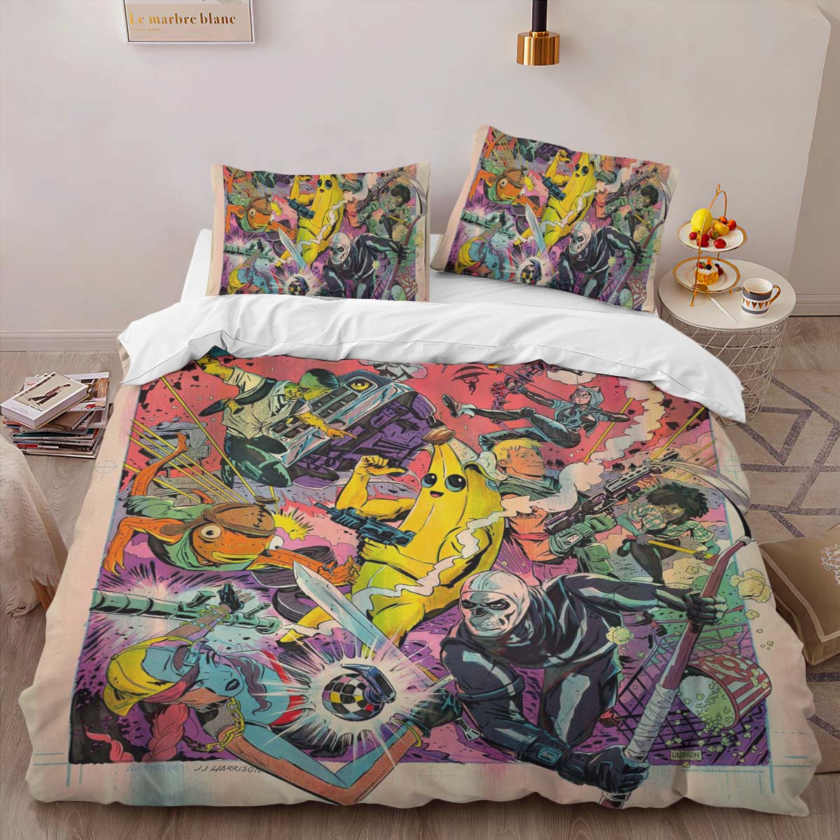 Fortnite All Skin Peely Jonesy Fishstick Skull Troope Lynx Fishstick Duvet Cover 2