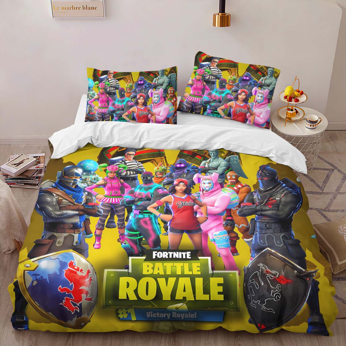 Fortnite Battle Royale Victory Omega Raptor Brite Bomber Duvet Cover 2
