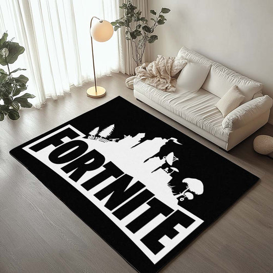 Fortnite Black White Logo Rug